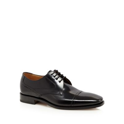 Loake Big and tall black punched hole derby shoes